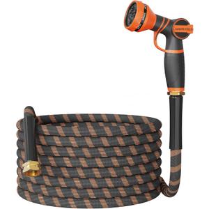 Giraffe Tools Garden Hose 50FT 1/2 Lightweight Flexible Water Hoses Burst 600 psi with 9 Spray Function Nozzle Heavy Duty Hose