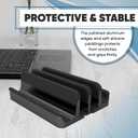 Elestoria 4- Slot Vertical Laptop Stand - Aluminum Laptop Stand Vertical for Desk - Fits MacBook Pro/Air, Surface, Mobiles & Gaming Laptops up to 17.3" - Heavy Duty Laptop Holder for Desk - Black