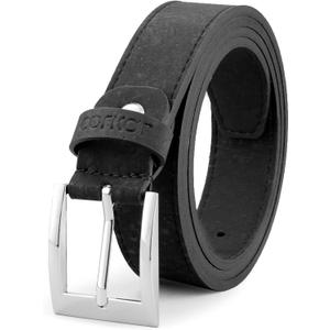 Corkor Vegan Belt for Men Dress Durable | 30mm Wide | Non-Leather Cork Black Color Large Size