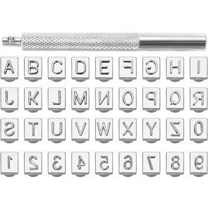 Yoption 36Pcs Leathercraft Metal Letter and Number Stamps Punch Set Tool, 26 Letters Alphabet & 10 Numbers Imprinted Metal Leather Punching Tools for Leather Belt Bag Hat Shoes Craft Marking (6mm)