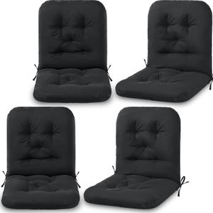 Chunful 4 Pack Tufted Back Chair Cushion Indoor Outdoor Weather Resistant Swivel Rocker Patio Chair Cushions for Outdoor Furniture (Black)