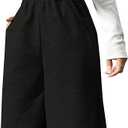 SOFIA'S CHOICE Women's Wide Leg Sweat Shorts Jogger Athletic Bermuda Short Pants with Pockets L