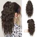 SEIKEA 18" Ponytail Extension Claw Long Multi Layered Hair FluffyThick Wavy Curly Clip in Hair Extensions Ponytail Natural Soft Synthetic Hairpiece for Women Dark Chocolate Brown