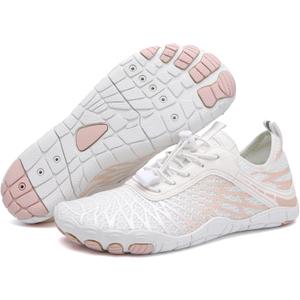 Hike Barefoot Shoes Womens Mens Footwear for Walking,Barefoot Shoe with Wide Toe Box,Healthy & Non-Slip,Breathable Barefoot Vitality Water Shoes for Women,Beach Pool Swim Shoe for Men (Unisex) (12-12.5 Women/10-10.5 Men, White)
