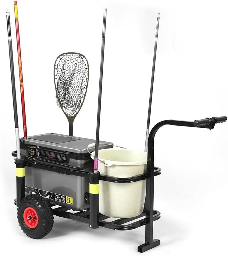 Beach Fishing Cart, Heavy Duty Fish, and Marine Cart for Fishing, Picnic, and Other Outdoor Activities, Black