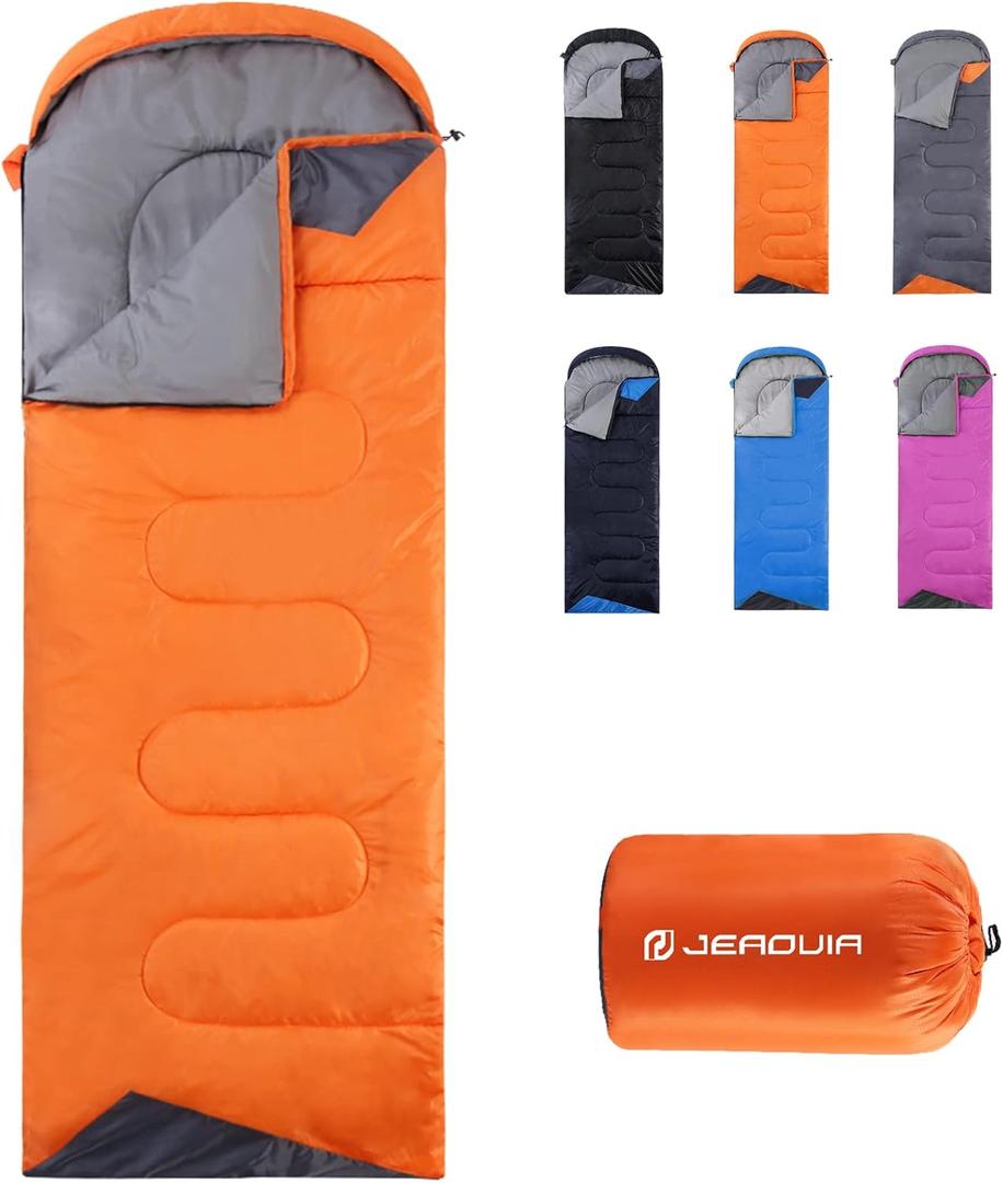 Sleeping Bags for Adults Backpacking Lightweight Waterproof- Cold Weather Sleeping Bag for Girls Boys Mens for Warm Camping Hiking Outdoor Travel Hunting with Compression Bags (Orange)