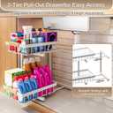 ADBIU Under Sink Organizer 2 Pack, Adjustable Height (11"-15.75") Under Cabinet Storage, 2 Tier Pull Out Sliding Drawers for Kitchen Bathroom, Heavy Duty Metal Shelf, White