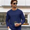 Cotrasen Men's Long Sleeve Shirts Cotton Crew Neck Pocket T Shirts Moisture Wicking Soft Comfort Casual Tee Shirts (M)