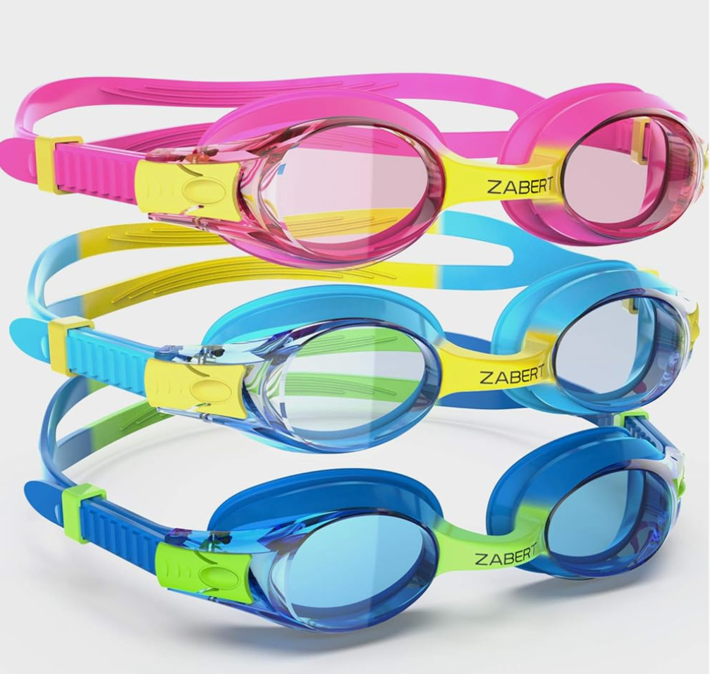 3 Pack Kids Goggles for Swimming, Anti-fog 100% UV Protection, for Kids Age 3-10