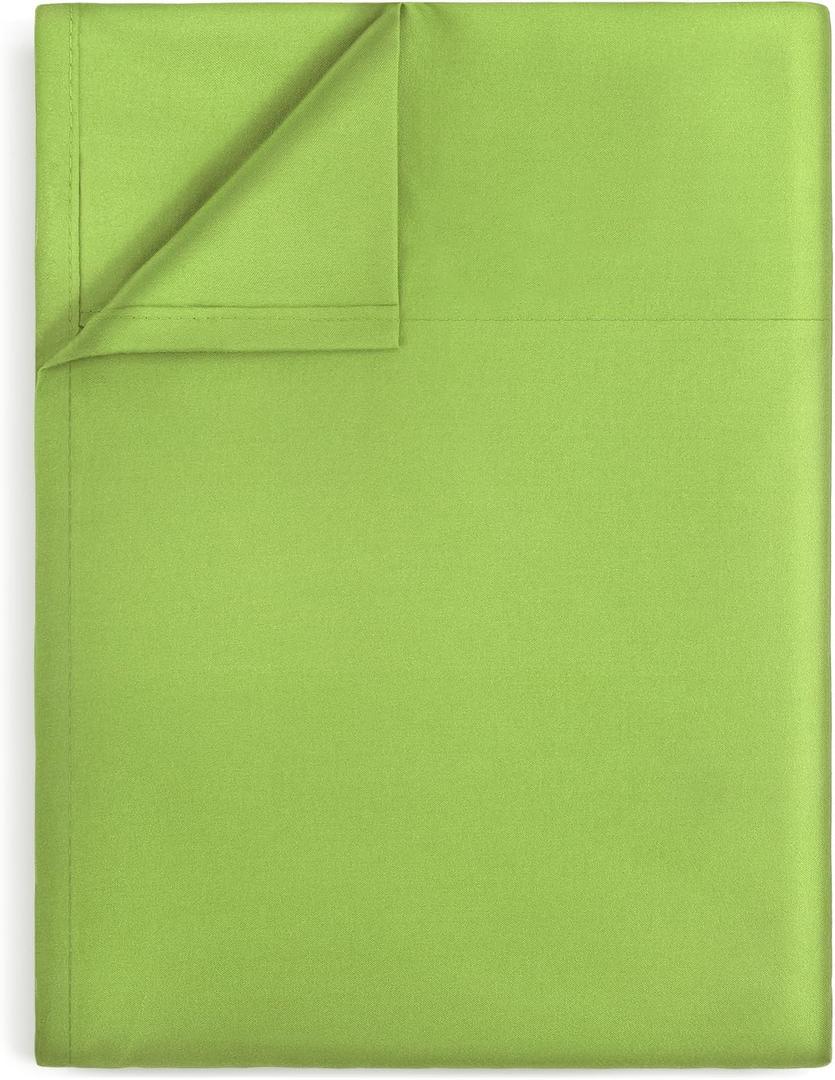Lirex Bean Green Flat Sheet Twin,Ultra Soft & Breathable Brushed 1800 Microfiber, Hotel Quality Flat Sheet Sold Separately, Top Sheet for Bed (Bean Green, Twin)