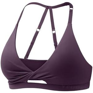 YEOREO Sports Bras for Women Open Back Workout Gym Bra Padded Medium Impact Yoga Tops with Ajustable Back Straps M