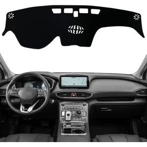 Dash Mat Cover Custom Interior Center Console Compatible with Hyundai Santa Fe SUV SE SEL Limited 2019 2020 2021 2022 2023 Dashboard mat Covers Accessories (Black Trim)