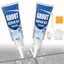 Tile Grout Repair Kit, 2 Pack Fast Drying Grout Filler for Bathroom, Kitchen, Shower, Versatile Triple Use with Grout Sealer, Replace Grout Pen for Restore Tile Joints Line (Grey)