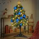 33ct Christmas Ball Ornaments with Lights, Christmas Decorations 8.2 Ft 100 LEDs Globe Ball Lights Outdoor Indoor for Tree urn Filler Flower Nursery Party Garden Yard Gazebo Decor (Red Green&White)