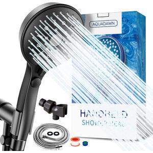 High Pressure Handheld Shower Head 11 Spray Settings, 4.85 inch Pause Switch Water Saving Shower Head, Removable High Flow Bathroom Showerhead with Long Hose and Adjustable Bracket (Matte Black)