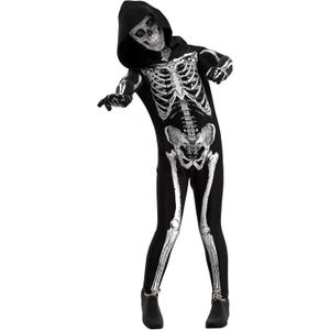 Cupohus' Unisex Jumpsuit - Scary Black and White Halloween Jumpsuit Costume compatible for cos like Skeleton