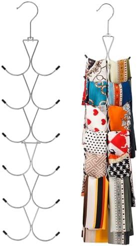 Uinicor Scarf Hanger 2 Pack 24 Storages,Purse Hanger with 360 Swivel Hook,Scarf Organizer Scarf Hangers for Closet,for Scarves, Shawl,Belt,Purse & Baseball Cap