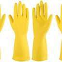Rubber gloves dishwashing 2 or 4 Pairs for Kitchen,Cleaning gloves for household Reuseable. (Medium (Pack of 2), Yellow)
