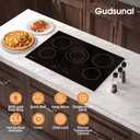 30 Inch Electric Cooktop 5 Burners,3000 Watt Dual-Ring Burner for Quick Boil,Shatterproof Glass, Keep Warm Setting, 9 Heating Level,9000W, Drop-in Electric Stove Top,Gloss Black