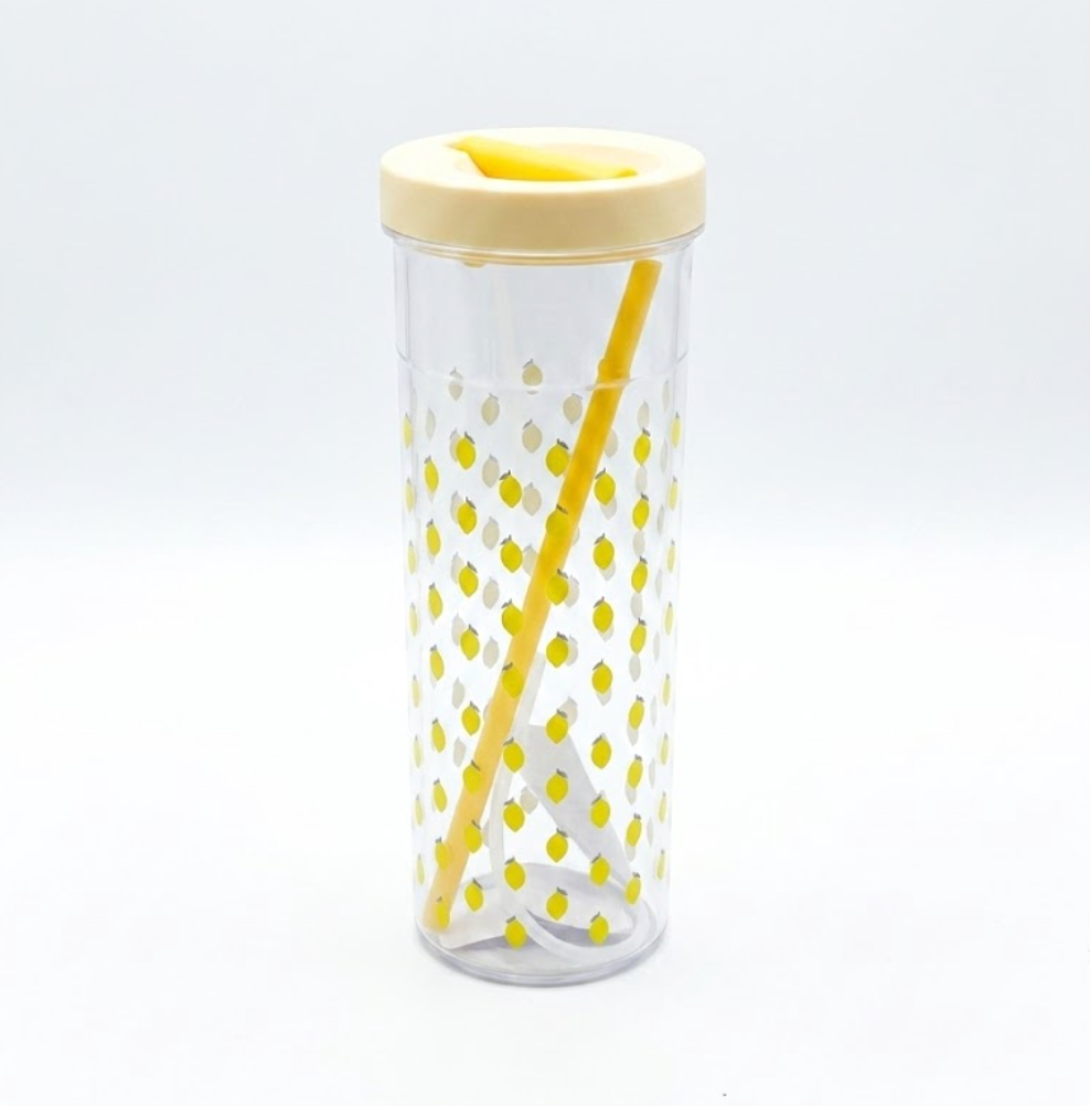 Plastic Sipper & Straw Lemon Edition
