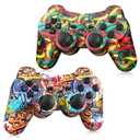 Yinjie 2 Pack Wireless Controller for PS3, Compatible with Playstation 3, with 2 Charging Cables - Graffiti