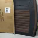 Car Seat Cover,Breathable Horizontal Stripes Faux Leather Automotive Seat Covers,Universal Auto Seat Covers for Cars Sedans SUV Pick-up Truck(Style2,2 PCS Front Seat,Black+Brown)