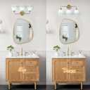 3 Light Gold Brass Bathroom Light Fixture,Brush Gold Vanity Lighting Over Mirror,Cute Milk White Glass Flower Lampshade,E26 Socket(Bulbs Not Included)