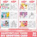 PARSUP 30-Pack DIY Valentine Coloring Card Kit - Watercolor Paint Set + Brushes | Classroom Valentine Exchange Gifts, Kids Paint Party Favors, Valentines Crafts for School