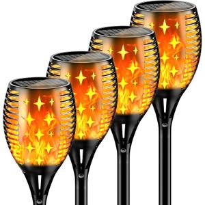 YoungPower Solar Torch Lights with Flicking Flame, Outdoor 43" Large Landscape Path Light Waterproof Flame for Garden Yard Patio, 4 Pack