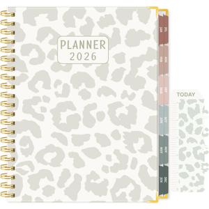 2026 Planner, Large Weekly & Monthly Appointment Book from Jan. 2026 - Dec. 2026, Work Life Daily Hourly Planner with Time Slots, A4 Agenda Organizer for Home School Office, Leopard Print, 8.5" x 11"