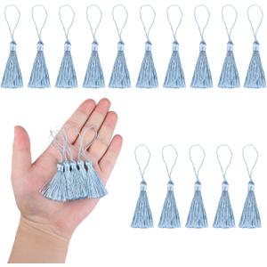 45 Pcs Mini Bookmark Tassels 10cm/4 Inch with Loops for Keychain Earring, Bookmarks, Jewelry Making, DIY ProjectsBlue