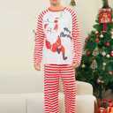 Onlypjs Santa Print Candy Cane Stripe Family Matching Christmas Pajamas XL