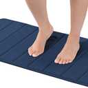 Flamingo P Memory Foam Bath Mat Rug, Non Slip Bathroom Mat Quick Dry Bathroom Rugs, Machine Wash, Thick Bath Rug Carpet for Bathroom Floor and Shower, 47x17 Inches, Navy (Navy Straight Line)