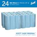 Scott Shop Original Blue Towels (55990), Large 9.4x11 Cloth-like Paper Towel, 4 packs of 6 (60 Sheets/Roll, 24 Big Rolls/Case, 1,440 Sheet Total)