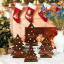 2 x 4 Pieces Wooden Christmas Trees Tabletop Decor - Rustic Farmhouse Xmas Centerpieces, Tiered Tray Decor for Home Office Party Holiday