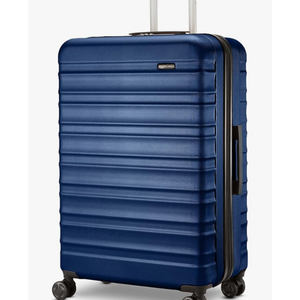 Amazon Basics 26" Hardside Medium Checked Luggage, Hardshell Suitcase With Wheels, Expandable For Up to 15% More Space, With Scratch-Resistant Surface, Four Multi-directional Wheels, Navy Blue