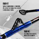Fiblink Bent Butt Fishing Rod 2-Piece 5'1" Saltwater Trolling Rod Heavy Roller Rod Conventional Boat Offshore Fishing Pole 50-80 lbs
