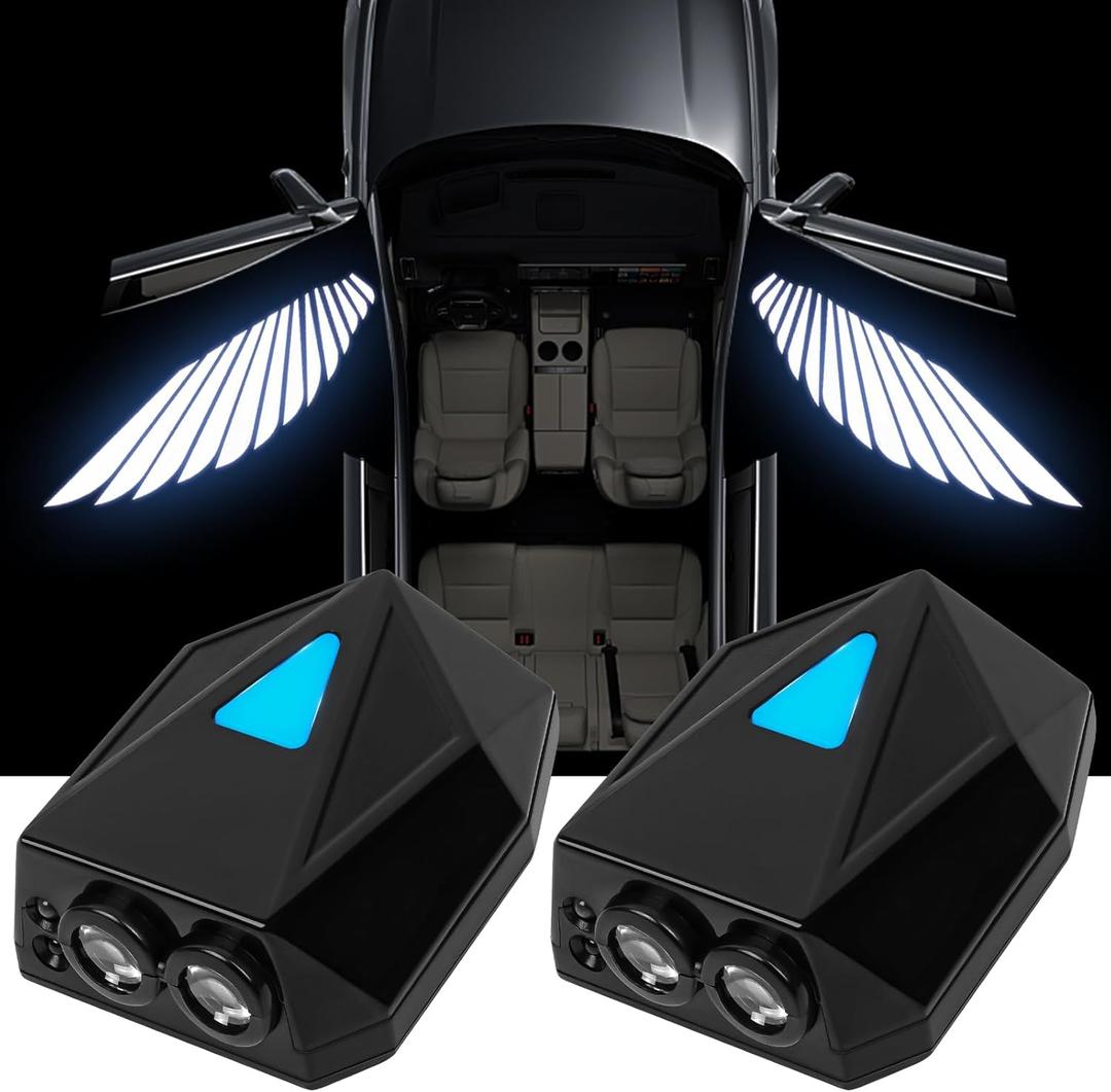 2Pcs Car Door Light - Courtesy Light Car Door Welcome Light Rechargeable, LED Projector Lamp Angel's Wings