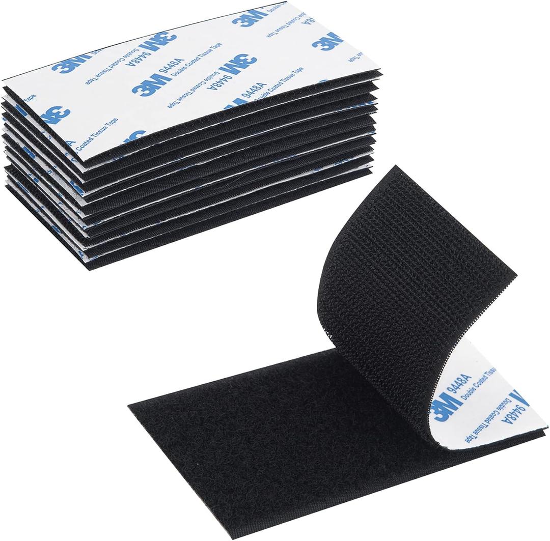Hook and Loop Tape 2in x 4in 10 Pairs, Slef Adhesive Interlocking Strip, Mounting Tape Heavy Duty Adhesion, Picture Hanging Strips Fastener, Double Sided Carpet & Rug Fixation