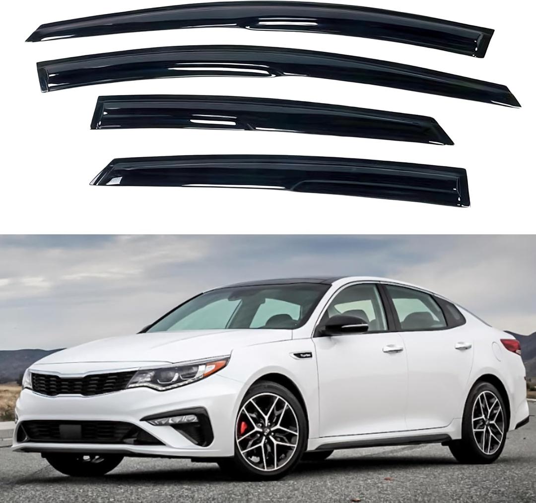 IG Window Visors Fit for 2016-2020 Kia Optima, Out-Channel Rain Guards Vent Wind Deflectors 4PC, Car Accessories for 16-20 Optima (Excludes Hybrid Models)