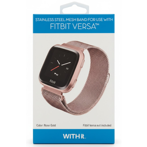 STAINLESS STEEL MESH BAND FOR USE WITH FITBIT VERSA ROSE GOLD - New