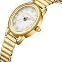 Small Gold Watches for Women,Analog Womens Watch with Stainless Steel Expansion Band,Oval Case Roman Dial,Water Resistant