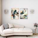 Modern Abstract Line Canvas Wall Art Minimalist Blue Green Texture Wall Decor Picture Mid Century Gray Geometric Painting Print Graffiti Poster Artwork for Living Room Bedroom Office Decorate,Unframed (24L''x16W'')