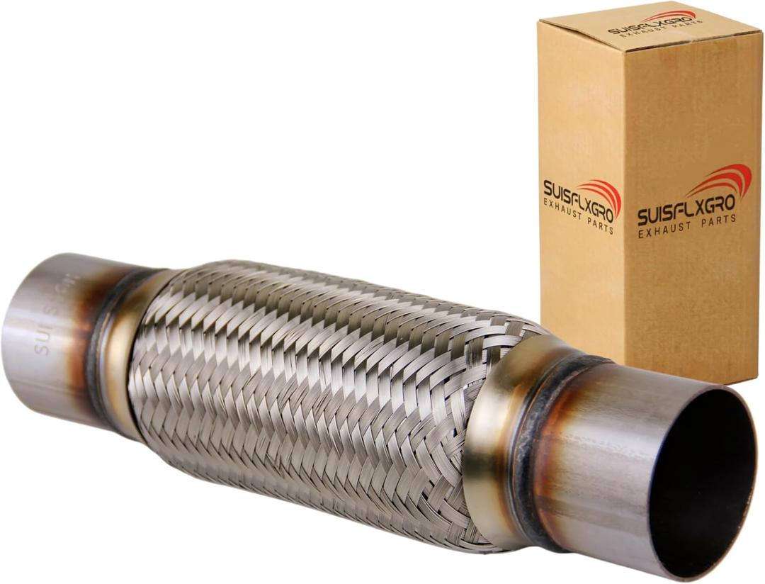 Exhaust Flex Pipe Universal Type 100% Stainless Steel For Heavy Duty and Cars (1 PC, 2.5X8X12)