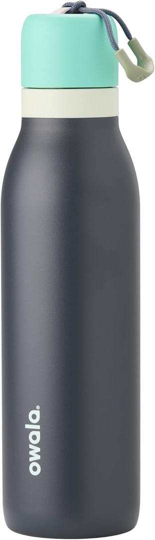Owala FreeSip Twist Insulated Stainless Steel Water Bottle with Straw for Sports and Travel, BPA-Free, 18-oz, Blue/Grey (Foggy Tide)