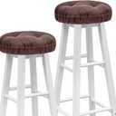 2 Pieces Stool Covers Round Bar Stool Cushion Soft Seat Covers Round Bar Cushions with Elastic Band for Chairs Seat Slipcovers(12 Inch,Brown)