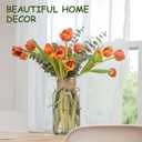 6pcs Glass Vase Set with Artificial Eucalyptus Leaves Stems, Vintage Clear Flower Vases for Centerpiece Table Decorations Farmhouse Wedding, Cylinder Vase for Home Decor Party Bathroom Office Shelf