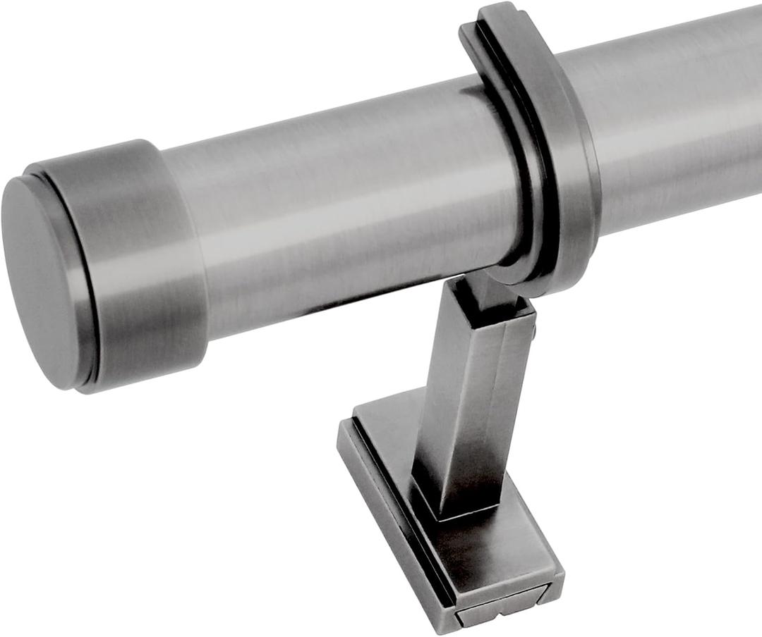 BlastHome® Non-Adjustable Luxury Curtain Rods for Windows, 1 ¼” Rod Set, 7 foot Fixed Length (Two Rods Connect for a Seamless Look), Gunmetal/Pewter