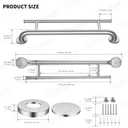 Brushed Nickel Grab Bar with Towel Holder, Grab Bars for shower 24 Inch