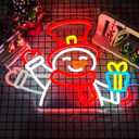 Snowman Waving Neon Sign Dimmable Christmas Neon Sign for Wall Decor Flashing christmas Neon Light Led Christmas Window Decorations for Home Party Decor